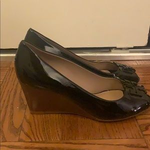 Tory Burch peep toe wedges